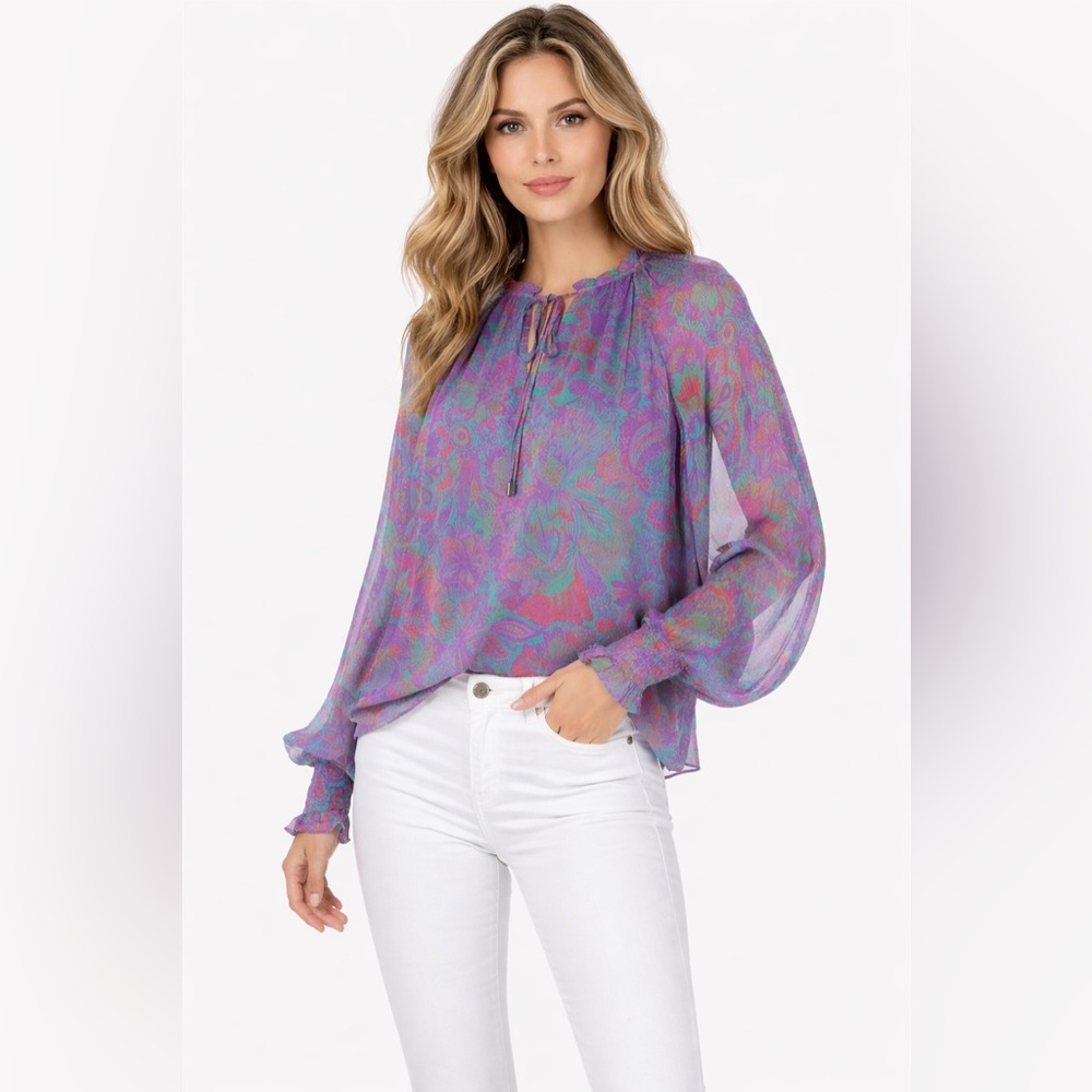 Ramy Brook Paisley Blouse Estimated Size Large Excellent Like-New Condition